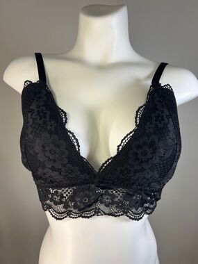 Arizona Body Black Lace Halter Bralette Wireless XL
